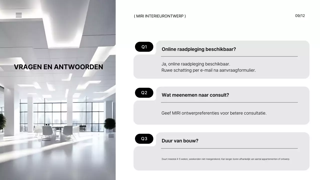 Een brand briefing voor een modern kantoorinterieur in zwart en wit