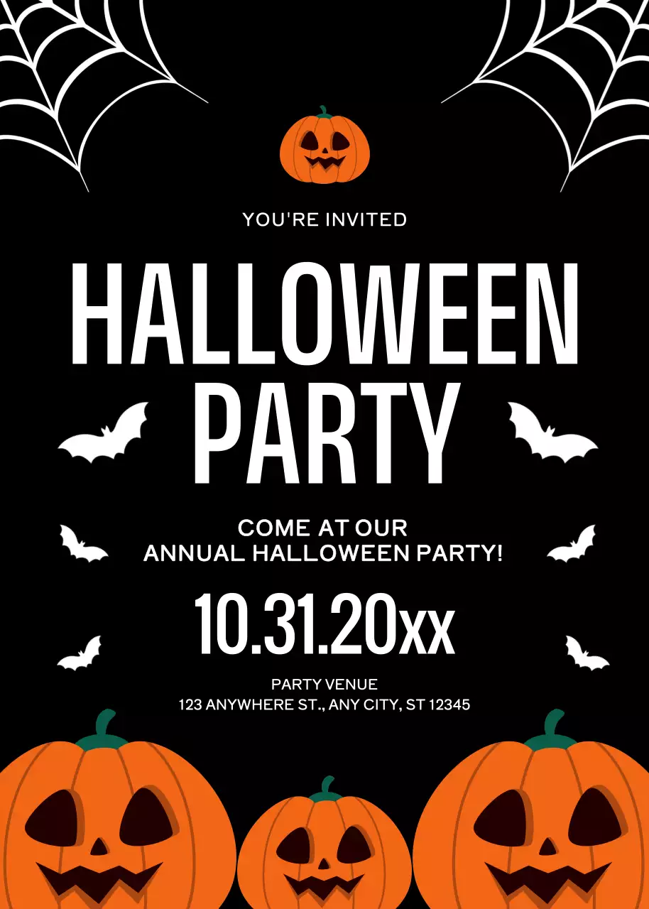 black traditional Halloween invitation