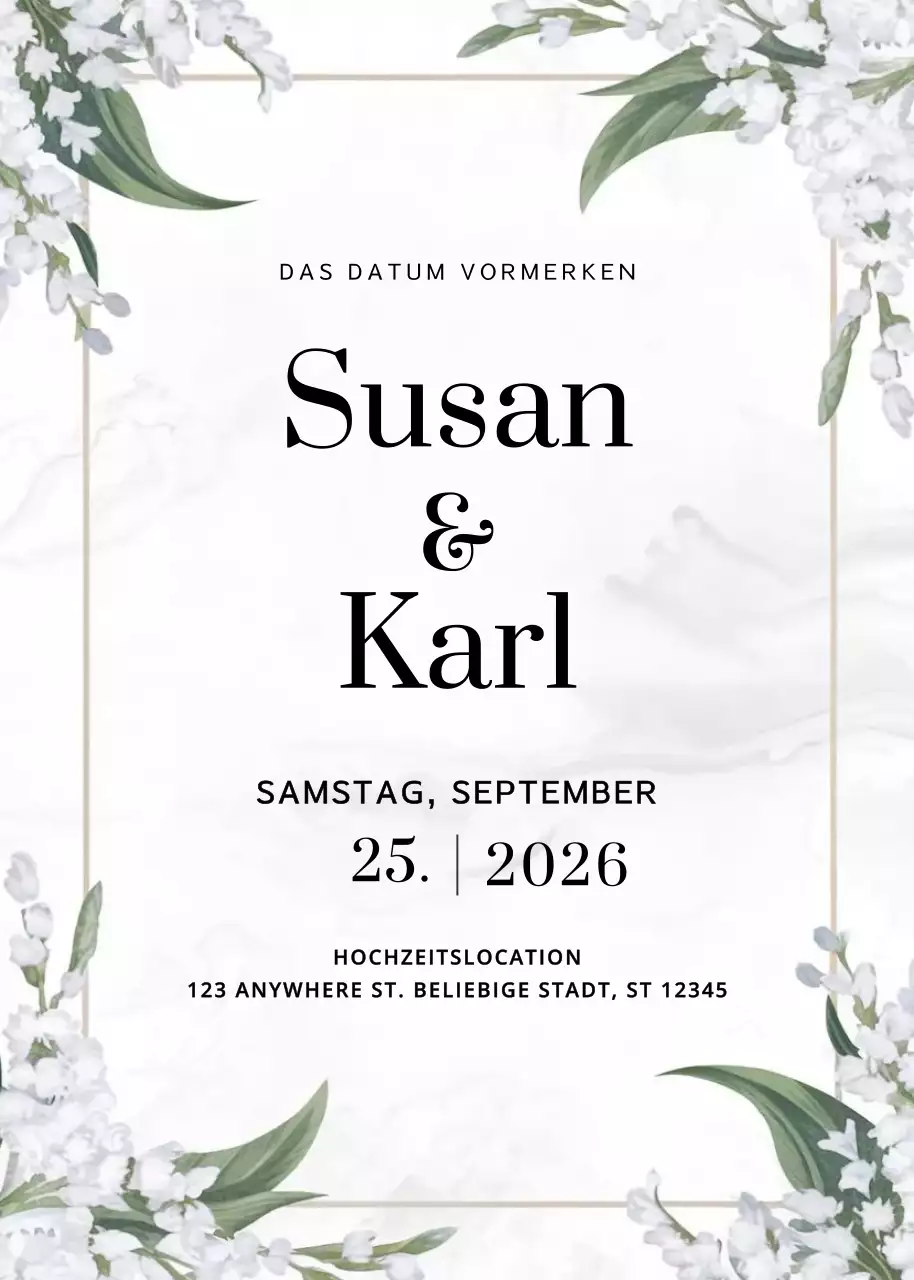 weiße elegante Hochzeitseinladung