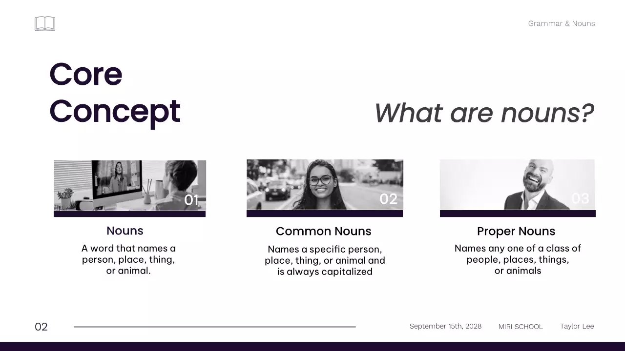 Bài thuyết trình khóa học ngữ pháp tối giản màu đen