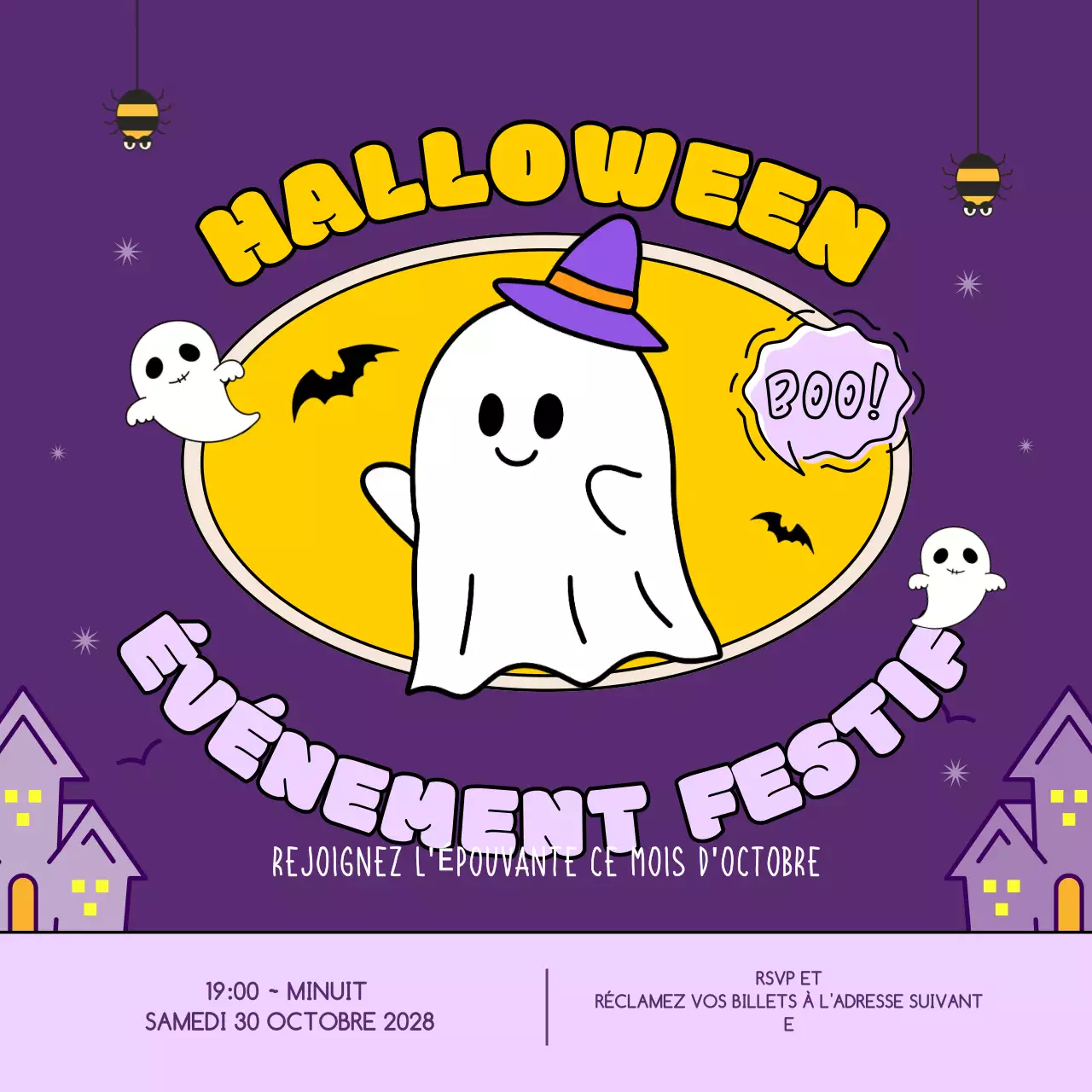 invitation à Halloween en violet