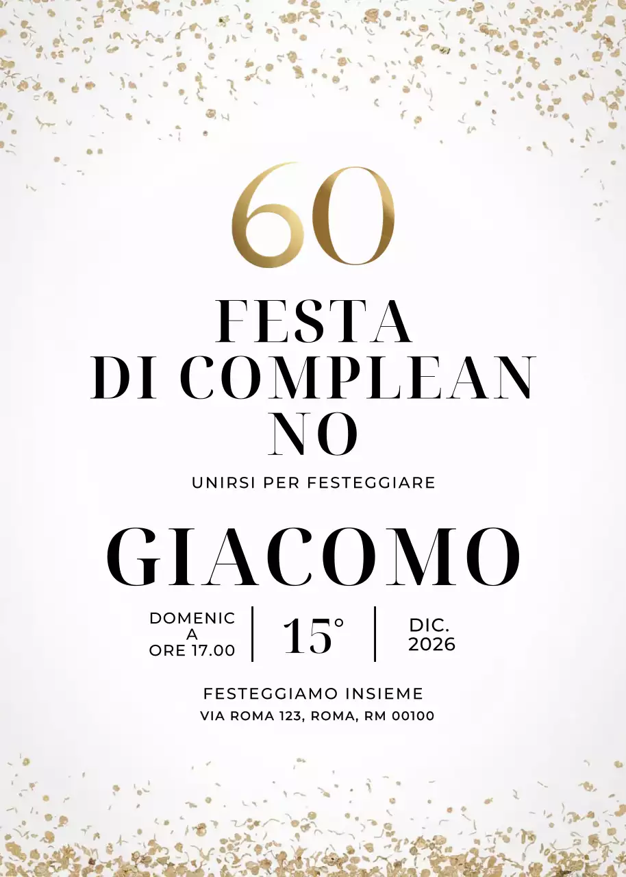 invito di compleanno elegante in oro