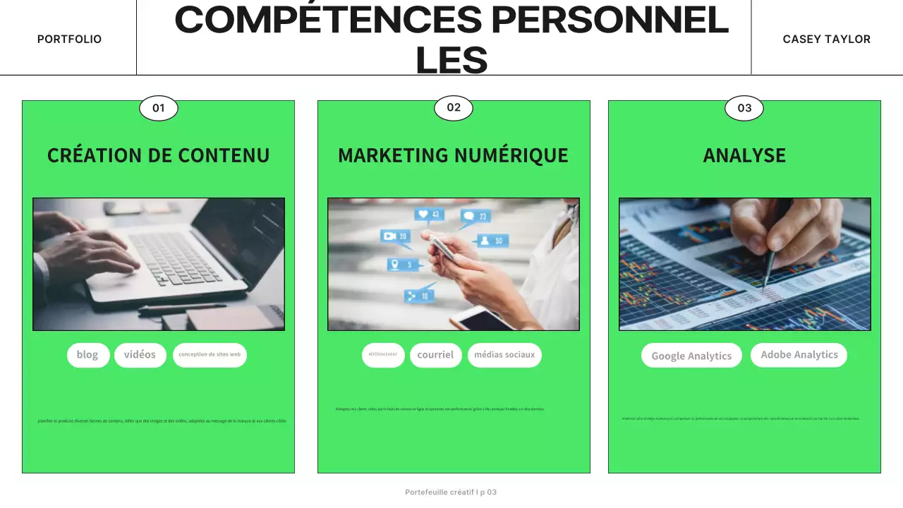 portfolio créatif moderne et noir