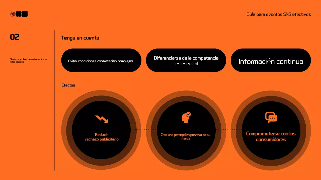 Moderna propuesta de marketing en redes sociales en negro y naranja
