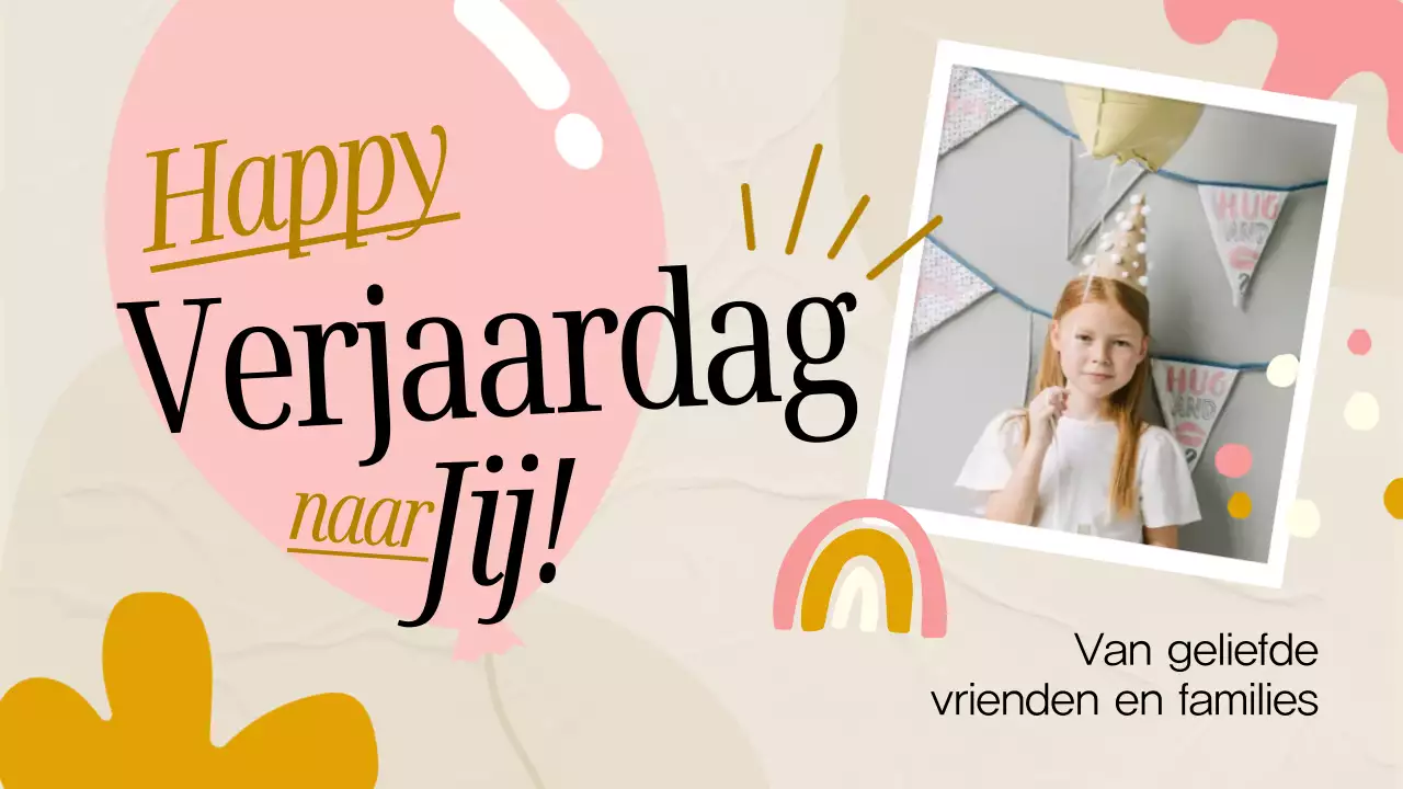 Roze en grijze minimale verjaardagskaart