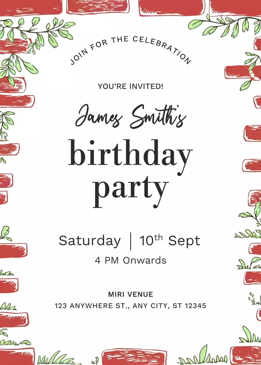 Thiệp mời tiệc Red Vintage