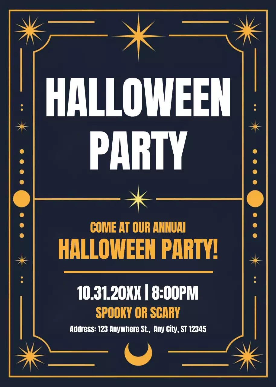 navy retro Halloween invitation