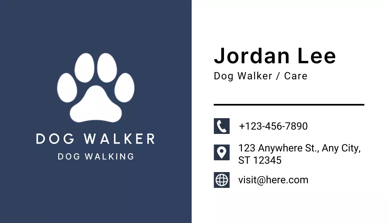 Navy Minimal Pet Business Card