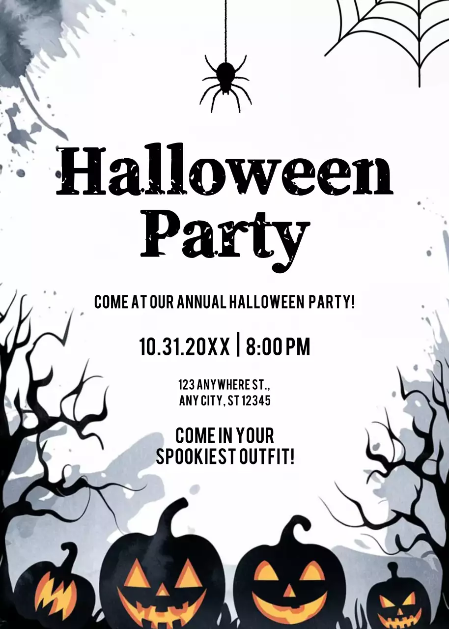 undangan Halloween gothic hitam