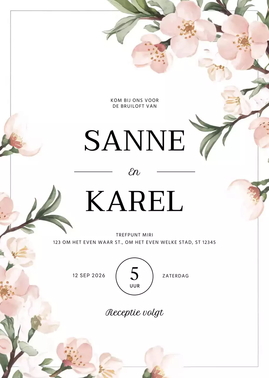 witte elegante huwelijksuitnodiging