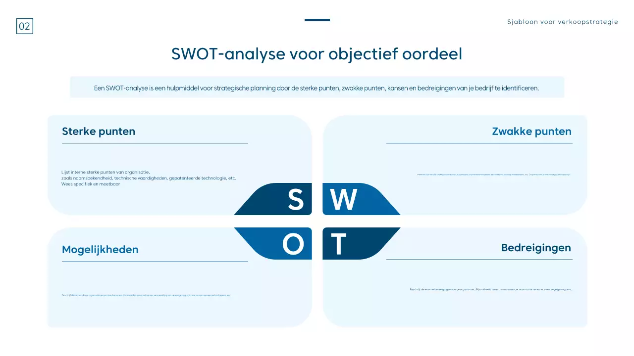 Een moderne verkoopstrategie in blauw en wit