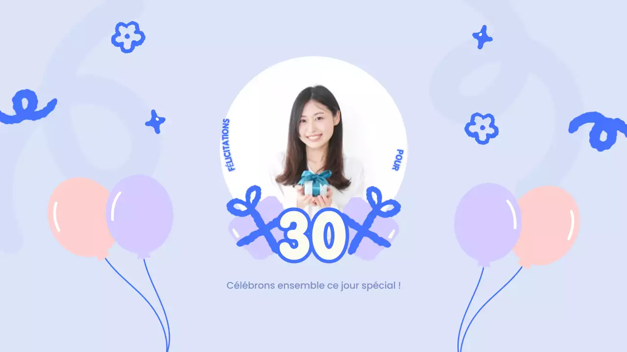 Présentation d'anniversaire enjouée bleue