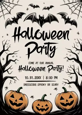 black gothic Halloween invitation