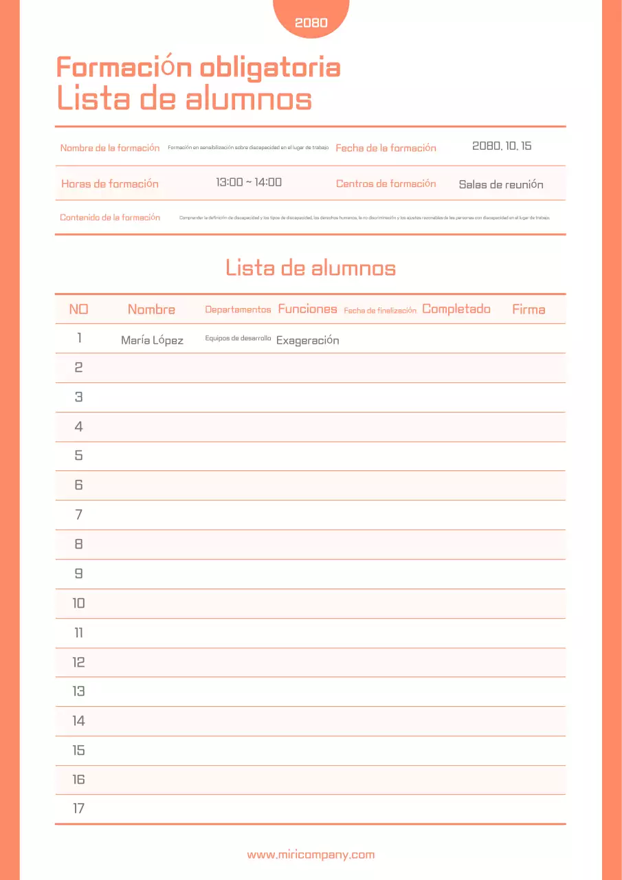 Contratación para Orange Neat Training