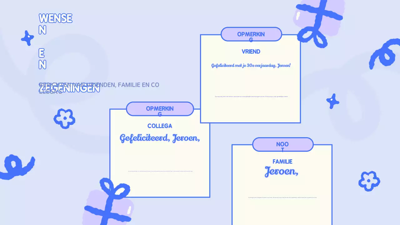 Blauwe Speelse Verjaardag Presentatie