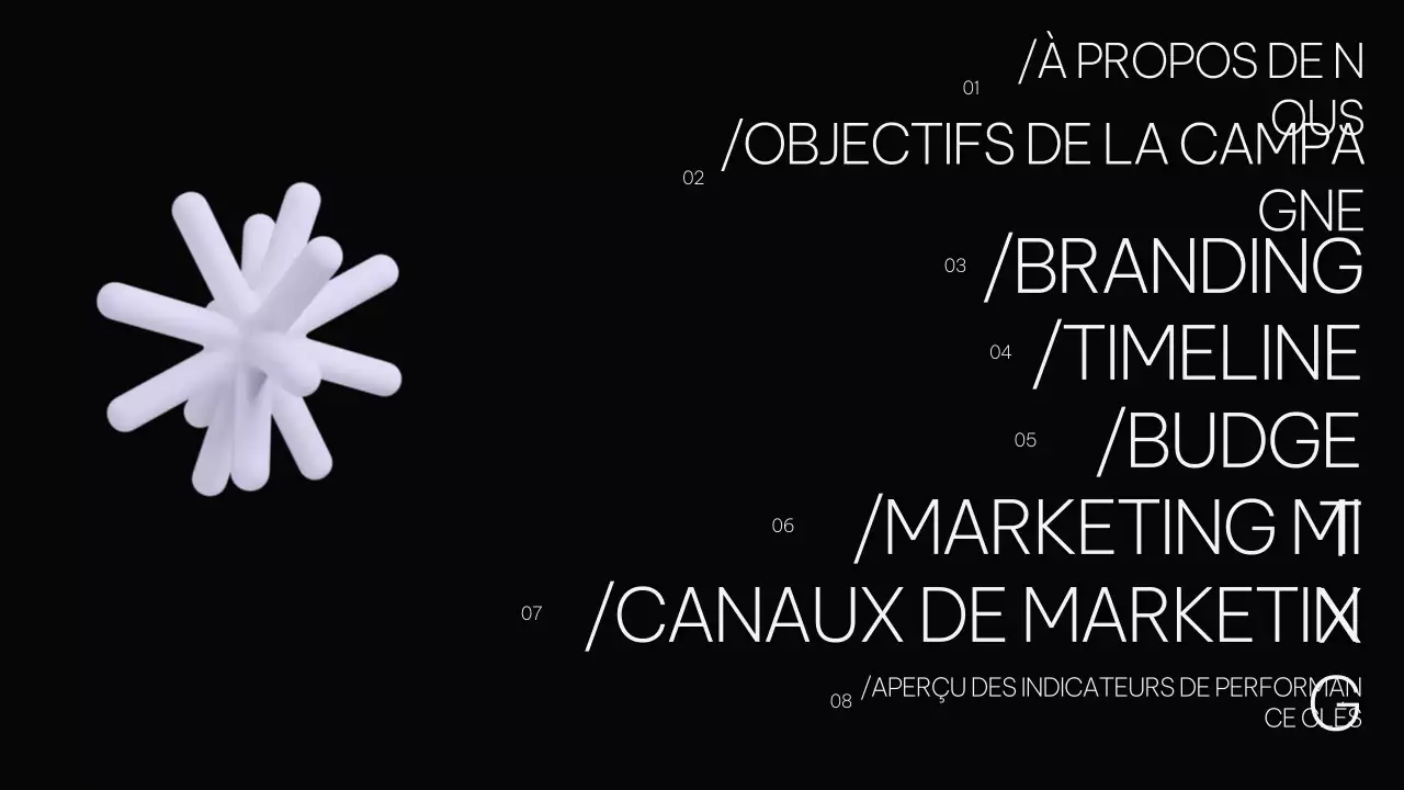 Plan de marketing moderne noir