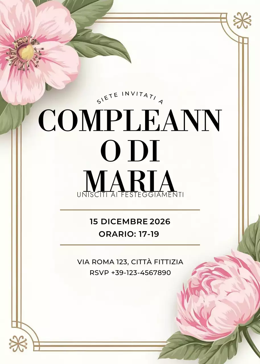 invito di compleanno elegante rosa