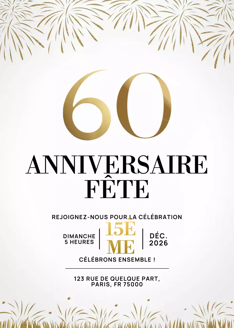 invitation d'anniversaire élégante et dorée