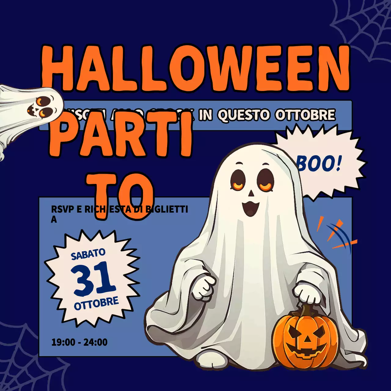 invito di Halloween arancione retrò