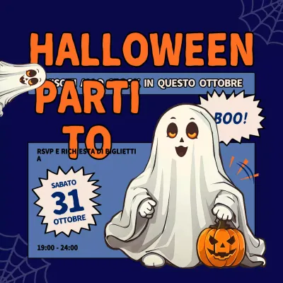 invito di Halloween arancione retrò