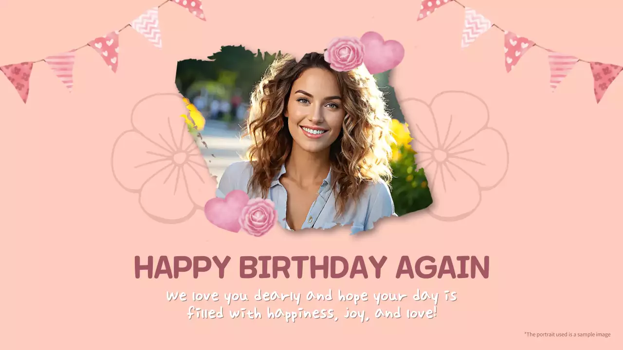 핑크 플로럴 생일 초대장 프레젠테이션