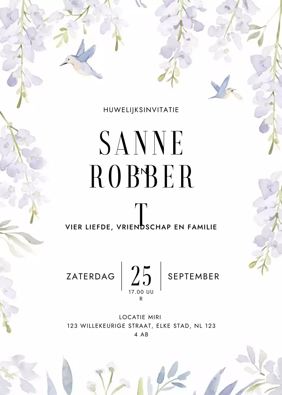 witte elegante huwelijksuitnodiging