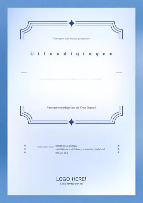 Moderne uitnodiging voor aankondiging van een nieuw product in blauw