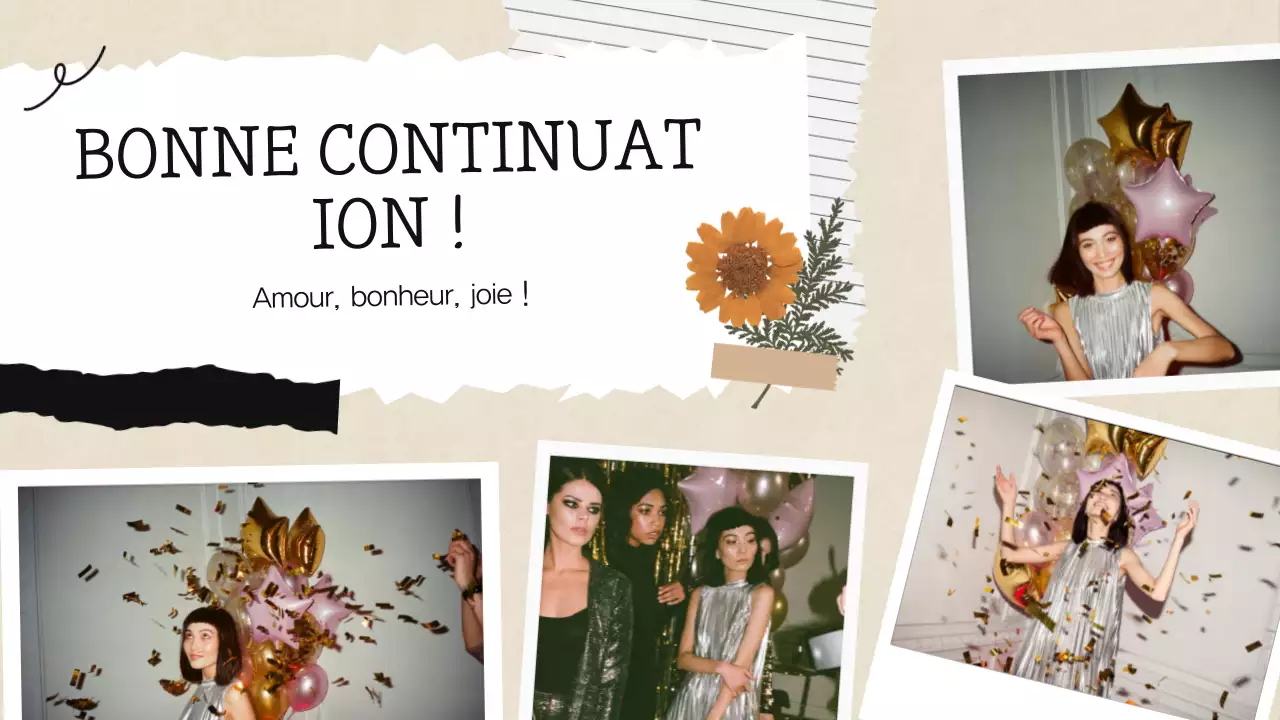 Beige White Scrapbook Collage Birthday Présentation