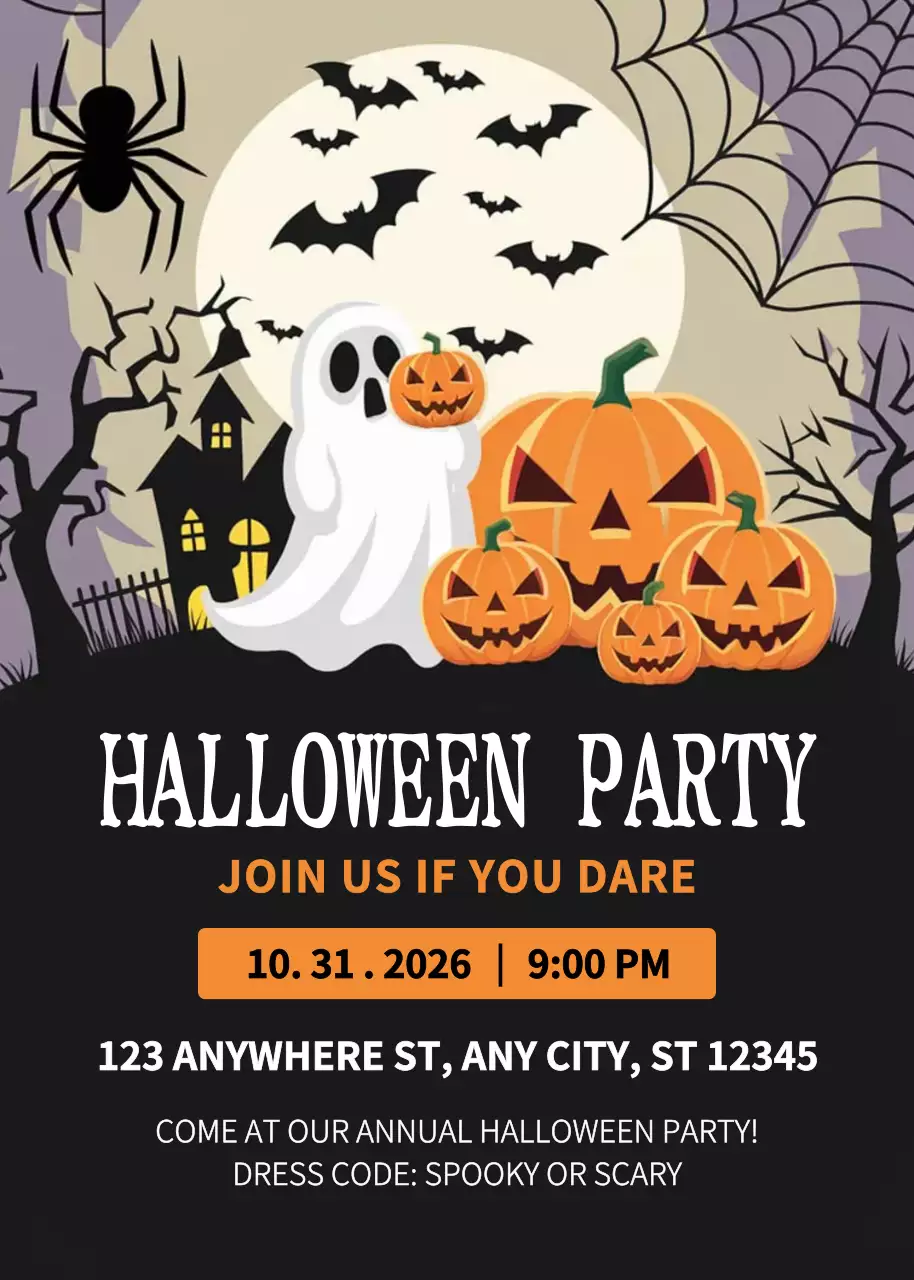 Black S1pooky Halloween Invitation