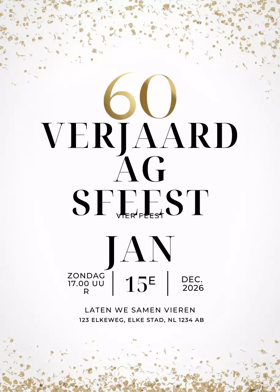 uitnodiging gouden elegante verjaardag