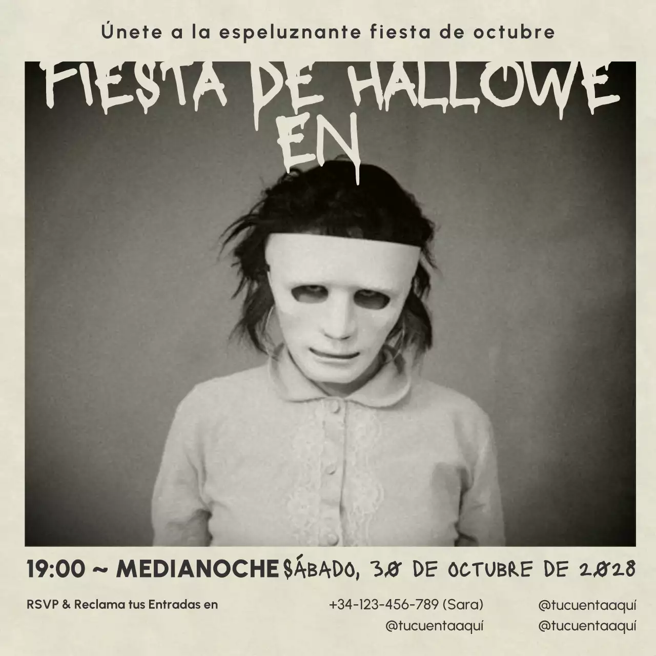 invitación retro negra de Halloween