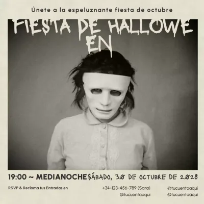 invitación retro negra de Halloween