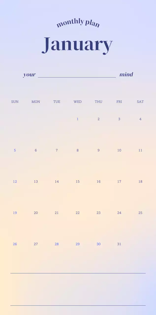 그라데이션 미니멀 달력 캘린더