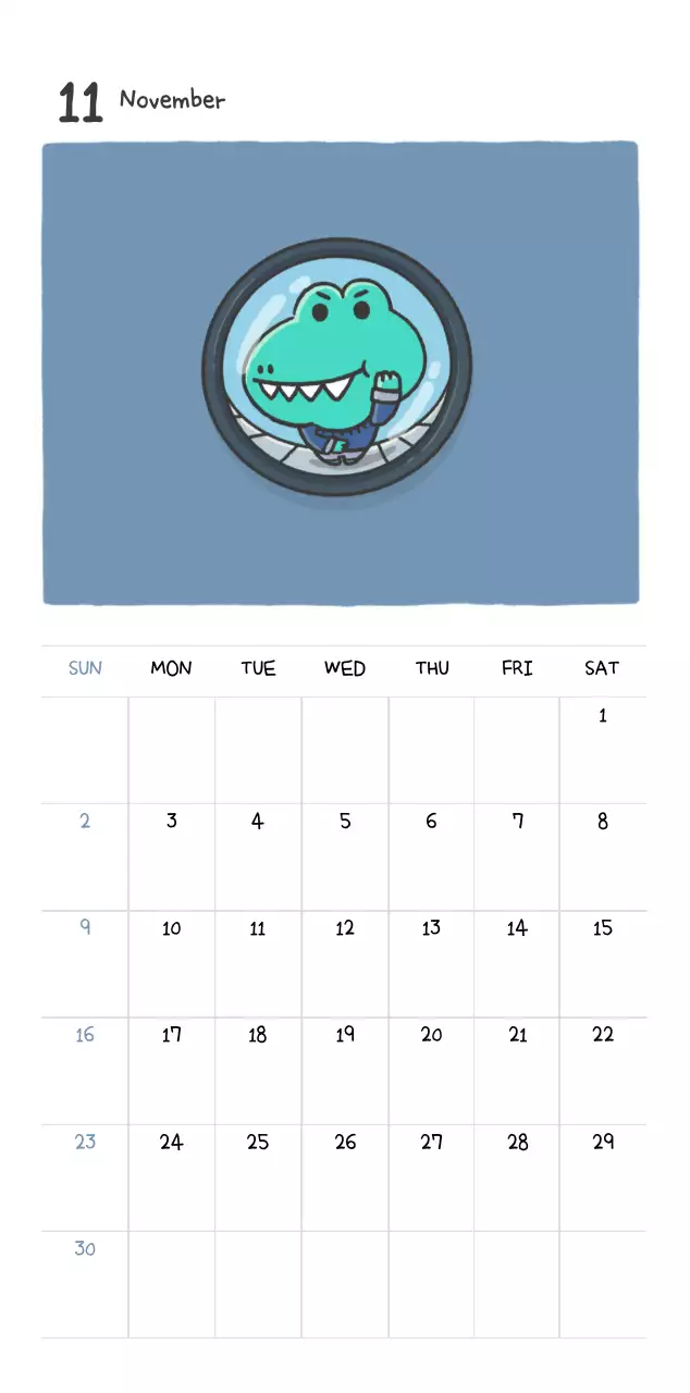 귀여운 아고 일러스트 컨셉의 캘린더