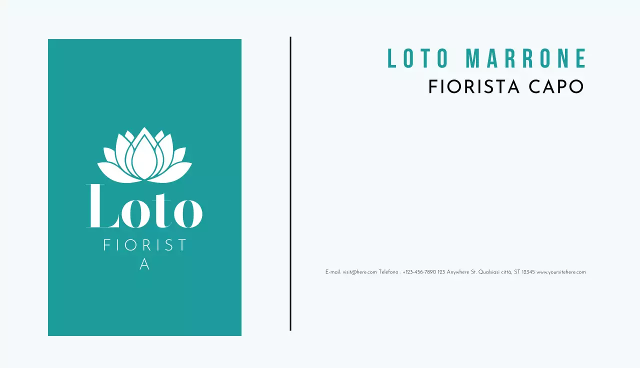 Biglietto da visita fiorista semplice verde acqua