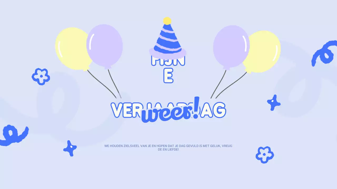 Blauwe Speelse Verjaardag Presentatie