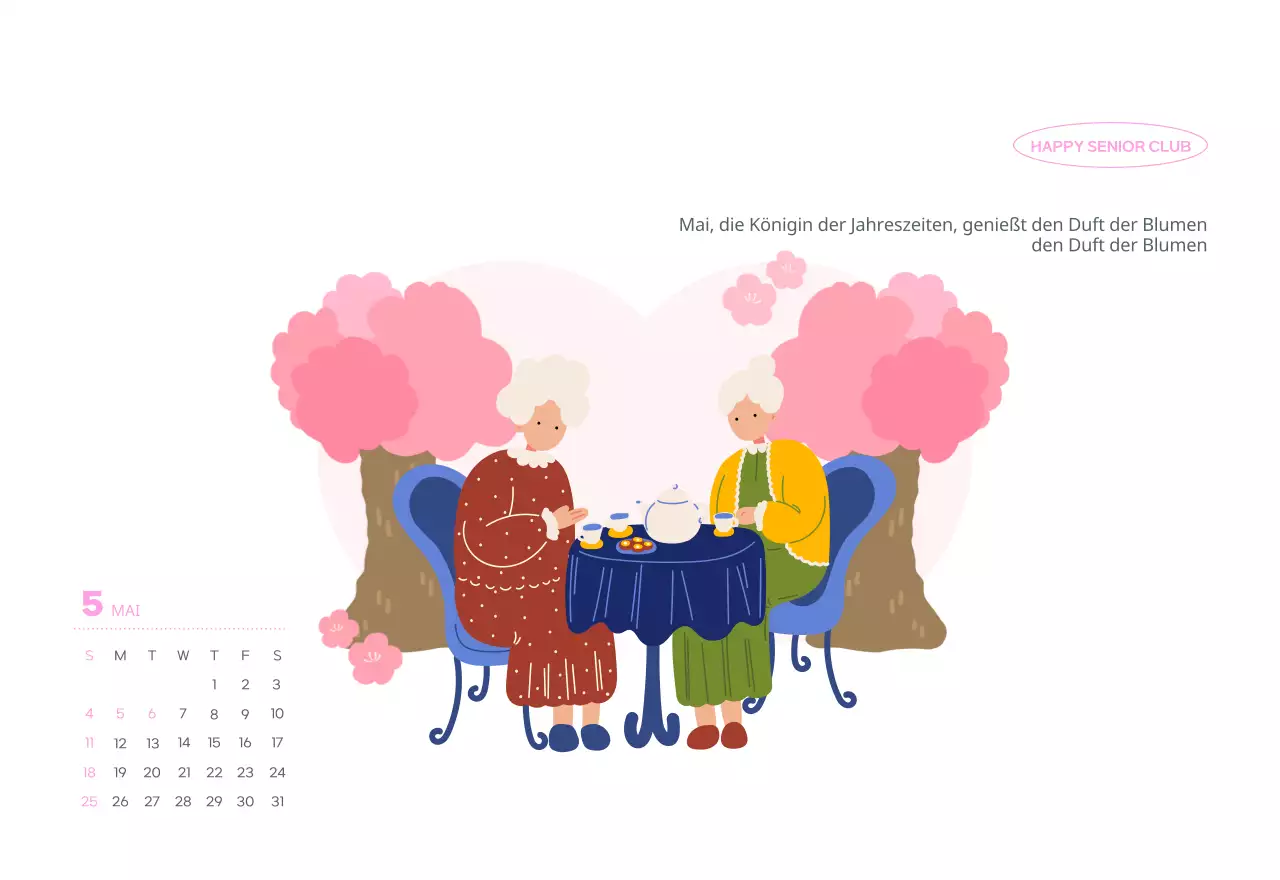 Geschäftskalender mit niedlichen Illustrationen