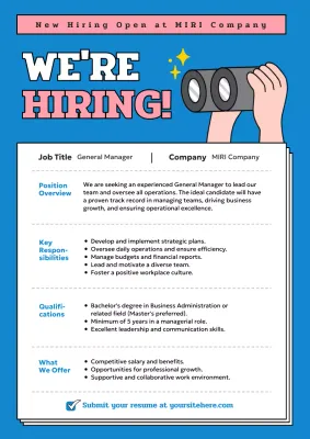 Blue Modern Hiring Announcement Poster