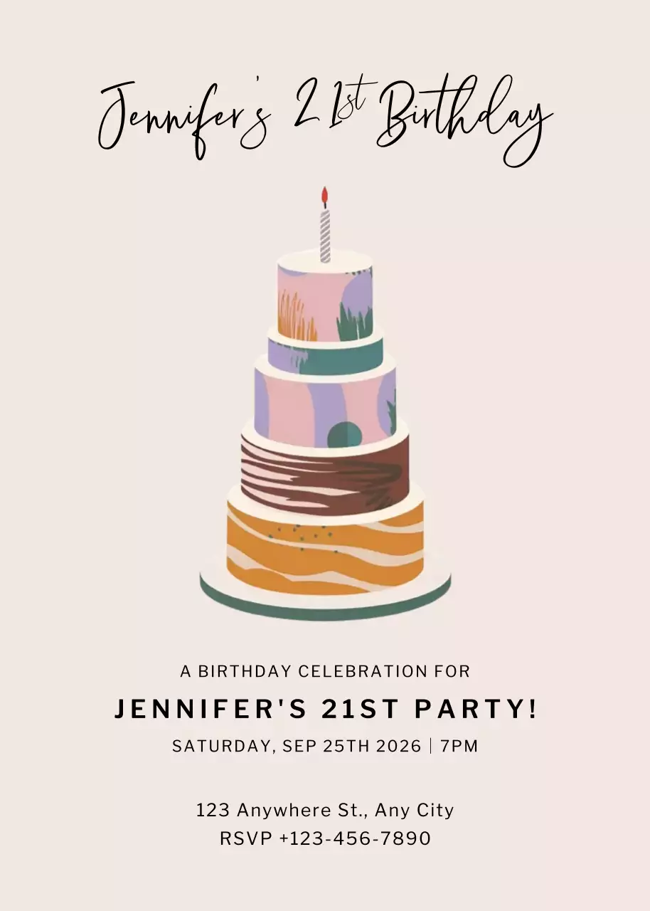 beige modern birthday invitation