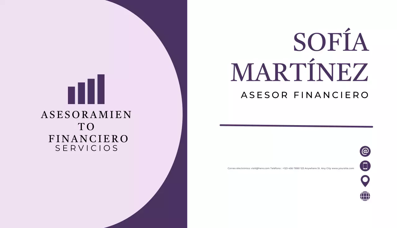 tarjeta de visita profesional morada