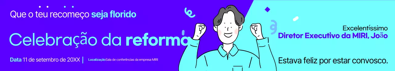 Promova uma celebração de reforma elegante em roxo e azul-marinho