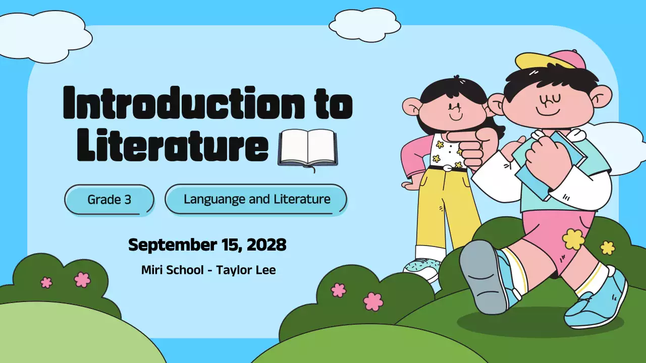 Blue Cartoon Literature Class Presentation