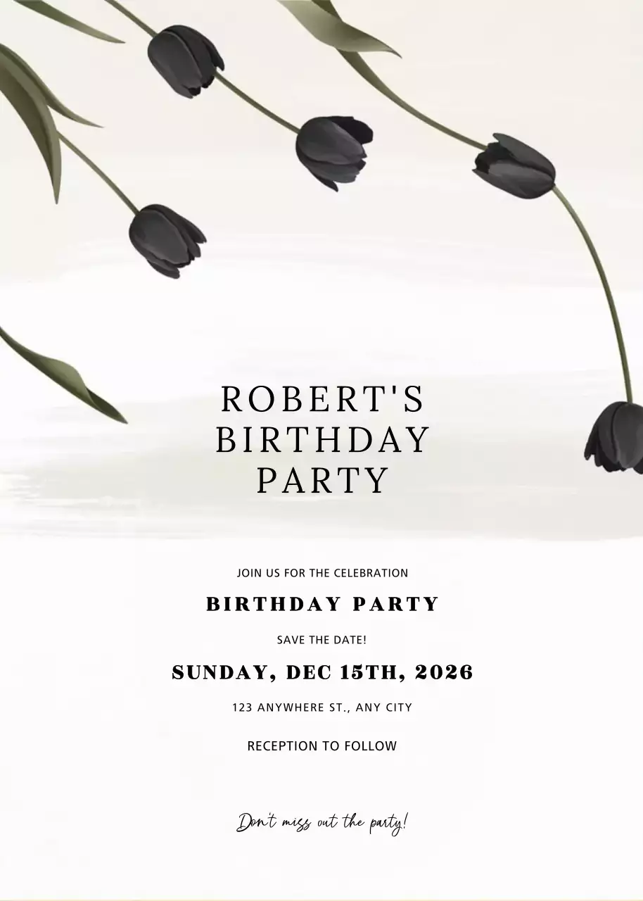 Thiệp mời sinh nhật màu đen thanh lịch