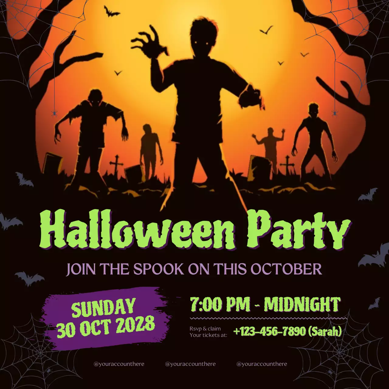 Orange Retro Halloween Advertisement Social Media Post