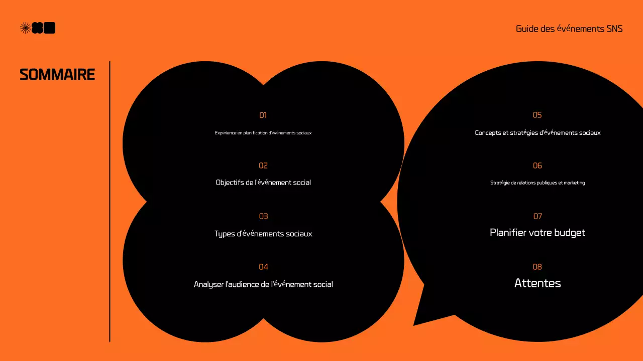 Proposition moderne de marketing des médias sociaux en noir et orange