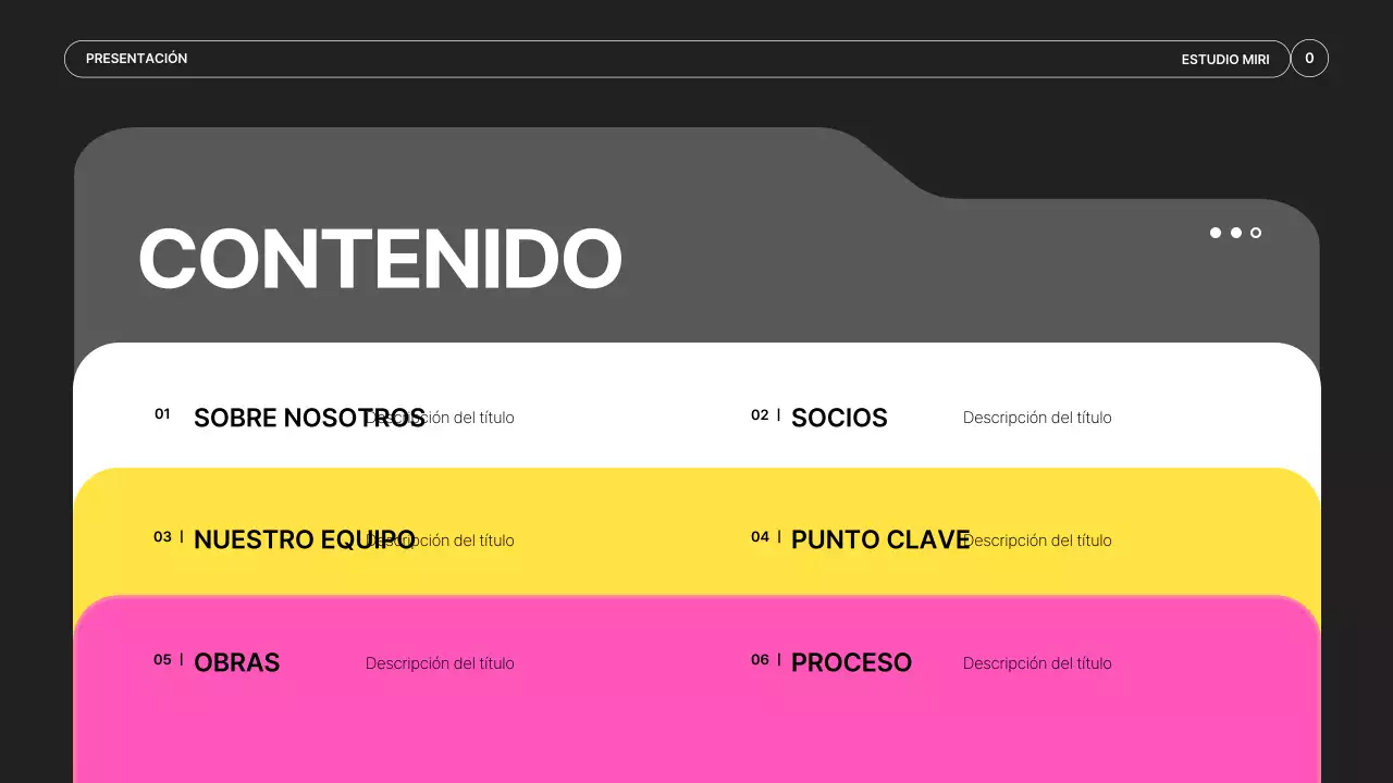 Un sencillo prospecto de productora de vídeo en negro y colores neón