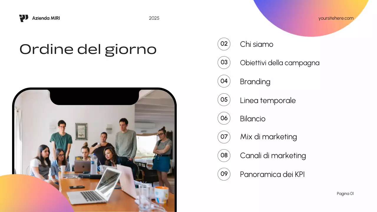 Piano di marketing blu moderno