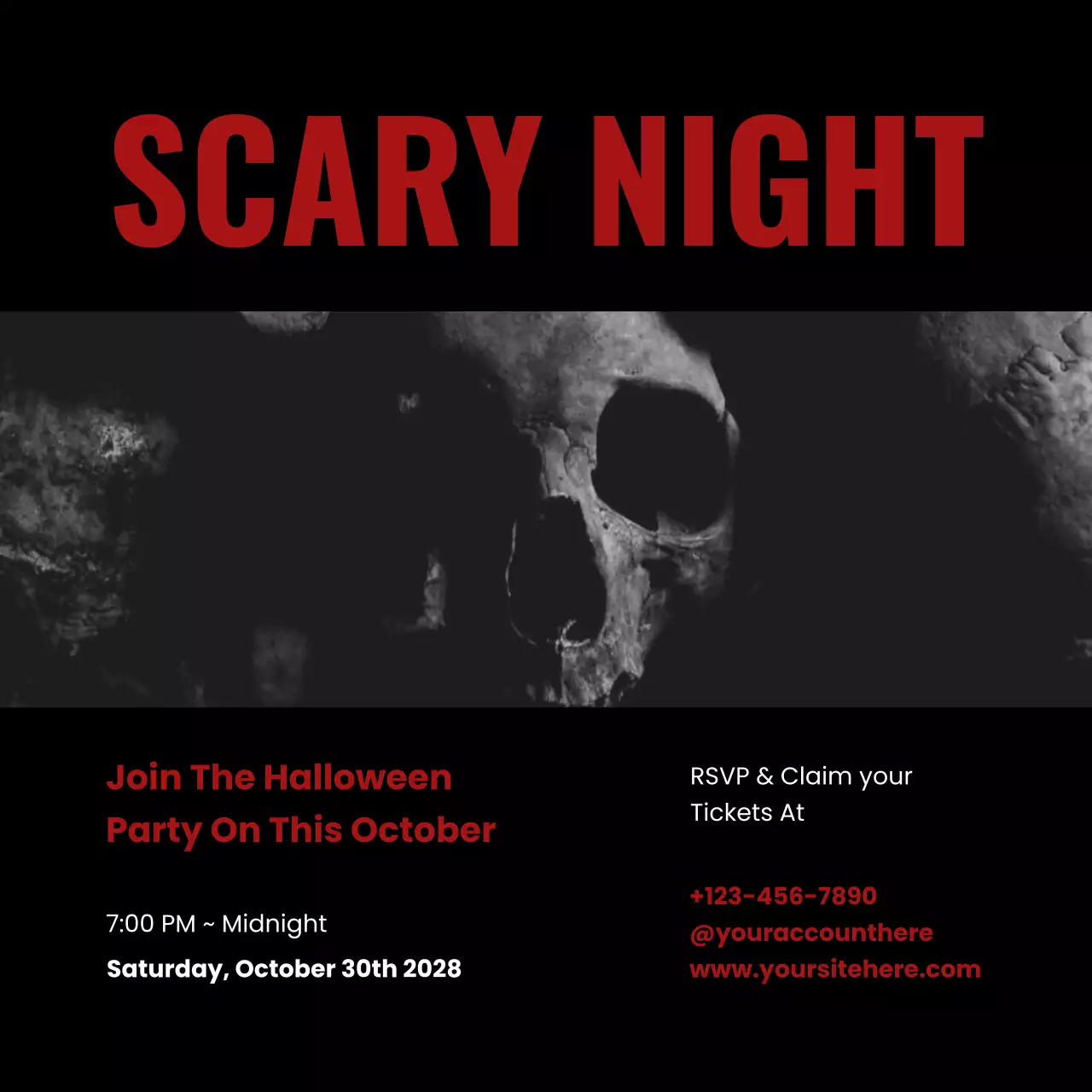Red Gothic Halloween Invitation Social Media Post