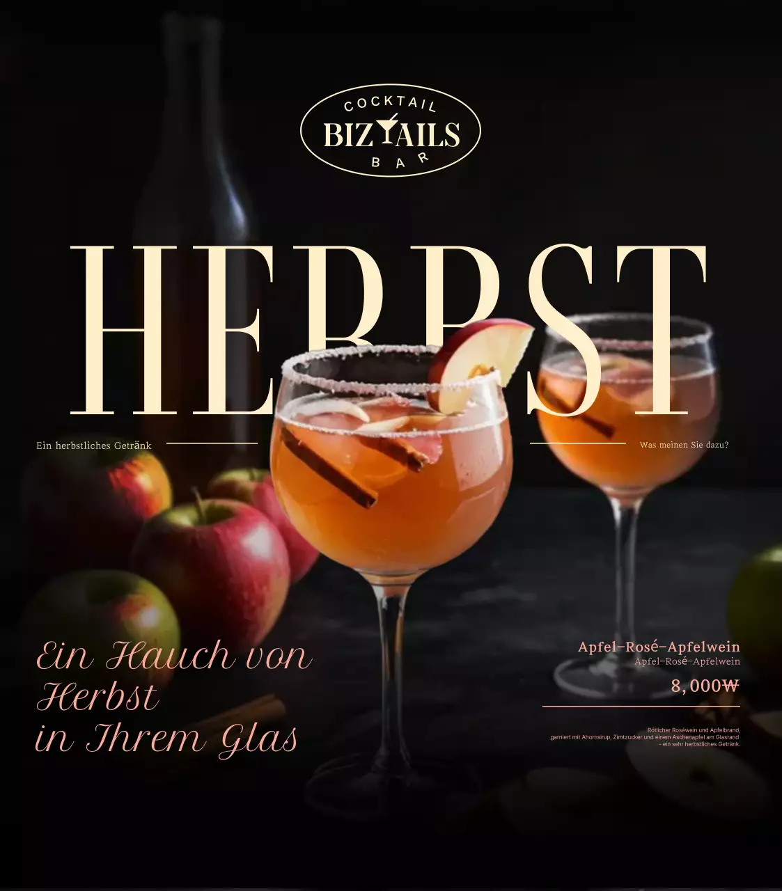 Schwarzes Werbematerial für eine gehobene Cocktailbar