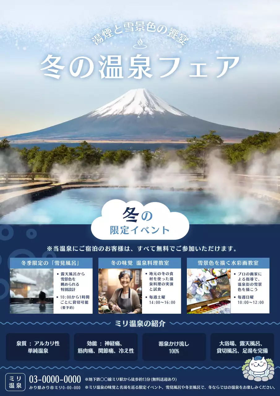 青 上品 温泉 ポスター